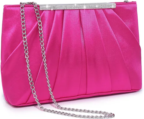 Vista 10 de Dasein - Bolsos de mano elegantes con pliegues para mujer, bolsos formales de noche con diamantes de imitación para bodas, fiestas, graduaciones