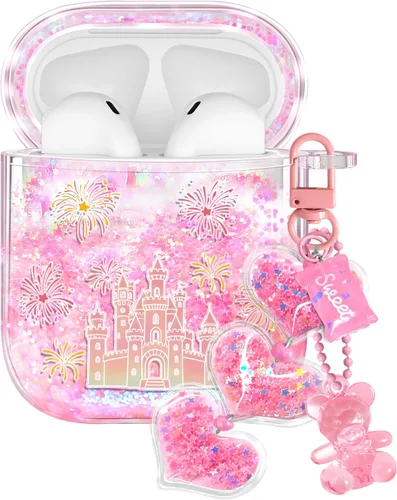 Vista 21 de para Airpods de 2ª/1ª Generación - Estuche Quicksand Liquid Kawaii Lindo Mujer Niña Mujeres Chispeante Brillante Bling Resplandor Adorable Elegante