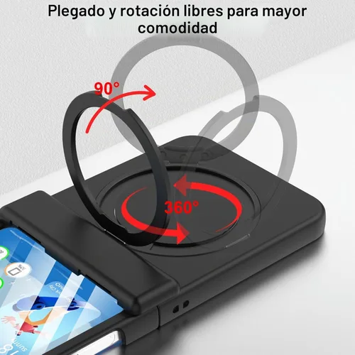 Vista 3 de Funda magnética diseñada para Galaxy Z Flip 5 con protección de bisagra y soporte [compatible con MagSafe] para Samsung Flip 5 Slim Funda protectora