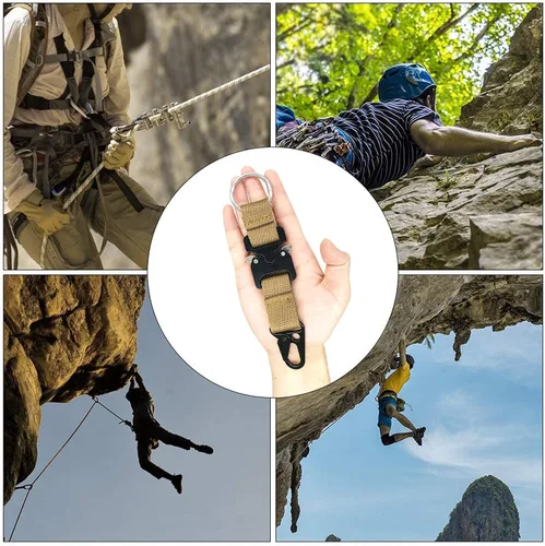 Vista 6 de Llavero táctico militar para hombres, mosquetón de liberación rápida, llaveros EDC Gear con anillo de acero inoxidable