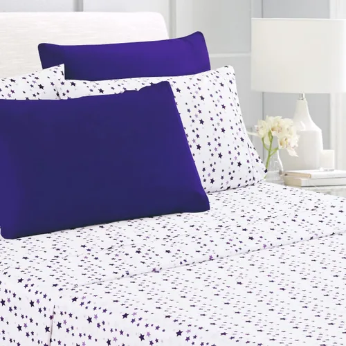 Vista 29 de American Home Collection - Juego de sábanas y fundas de almohada estampadas de 6 piezas, con 14 pulgadas de caída; sábanas de microfibra con doble