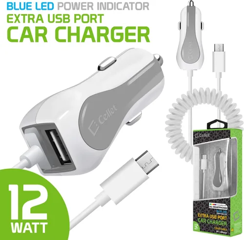 Vista 8 de Cellet Cargador de coche USB dual de 2.4 amperios de carga rápida con cable micro USB de 6 pies compatible con LG Aristo 2 Plus Enlighten Optimus