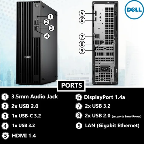 Vista 6 de Dell Escritorio Pro Slim QCS1250 SFF, nueva versión OptiPlex, 14ª generación i9-14900K (24 núcleos, hasta 6.0 GHz), 64 GB DDR5 RAM, 4 TB PCIe SSD