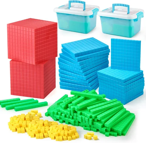 Vista 8 de TOMMYHOME Juego de Bloques de Base Diez de Plástico, manipulativos de matemáticas para aulas de segundo grado. Bloques de Valor Posicional, Cubos