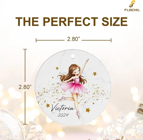 Vista 7 de FLOCHIL Adornos Personalizados de Bailarina de Navidad 2025 para Niña, Adornos Personalizados de Bailarina para Árbol de Navidad, Regalo