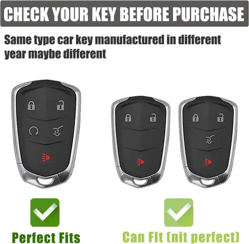 Vista 2 de Gematay - Funda para llavero Cadillac, carcasa protectora compatible con Escalade CTS SRX XT5 ATS CT6 5 botones llave remota Smart Key Protector