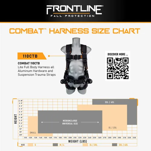 Vista 6 de FRONTLINE FALL PROTECTION Arneses + Anillo en D + Múltiples Estilos + Cumple con OSHA y ANSI