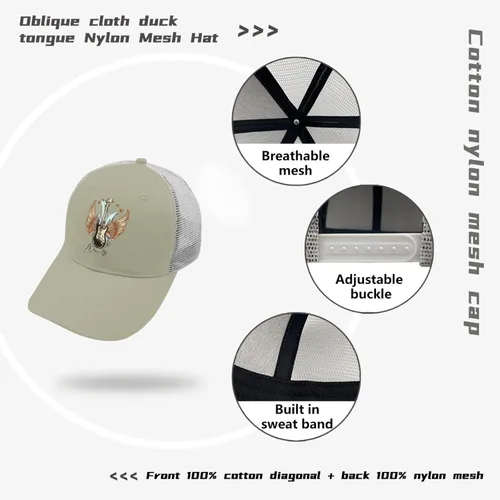 Vista 7 de Baseball Vintage Rock and Roll E-Guitar Angel Wings Caps Trucker Hats for Men Graphic Nylon Mesh Snapbacks