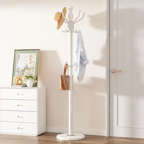 Vista 11 de Perchero de metal con rotación de 360°, color negro Modern Coat Rack with 360° Rotary Design Sturdy Heavy Duty Hall Tree Hats Hanger Holder Stand