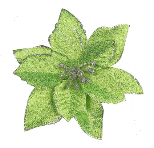 Vista 12 de YYCRAFT 12 flores artificiales de seda brillante con purpurina para decoración de árbol de Navidad (plata, 8 pulgadas)