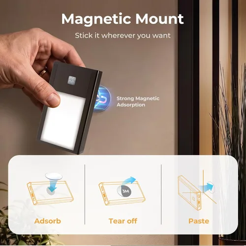 Vista 7 de VST Luces nocturnas con sensor de movimiento, luces de escalera recargables con instalación de succión magnética para interiores, dormitorio