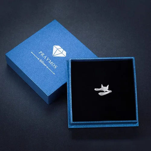 Vista 3 de Anillo de pulgar para mujer de plata de ley 925 con forma de zorro bonito anillo ajustable abierto talla 7 a 9 de EE UU Plata de ley plata de ley