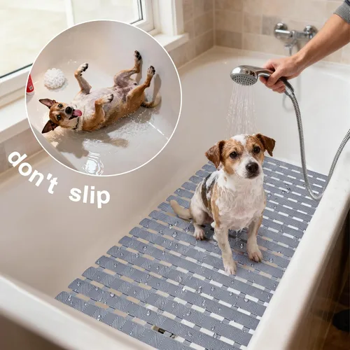 Vista 3 de Tapete antideslizante para bañera y ducha, tapete antideslizante para perros y mascotas, tapete de baño para bañera, tapete de baño de 27.5 x 15.7