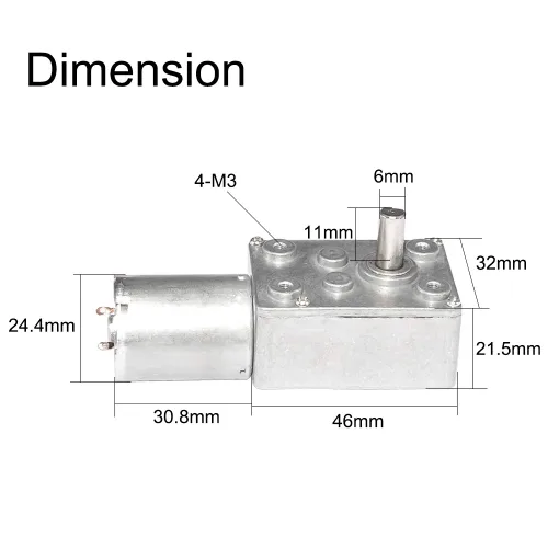 Vista 3 de Motor de engranaje helicoidal de 12V 110rpm DC 0.4lb.in Mini Turbina Worm Reductor Motor Autobloqueo Micro Gear Motor Reversible