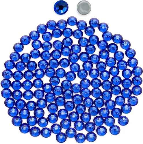 Vista 20 de Novani Hotfix - Diamantes de imitación redondos, aguamarina con parte trasera plana, gemas de cristal redondas para manualidades, tela, ropa