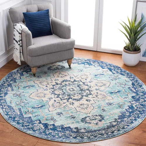 Vista 88 de Safavieh MAD473E - Tapete con diseño de medallón desgastado, bohemio elegante, colección Madison, no suelta pelos, fácil de cuidar, alto tránsito
