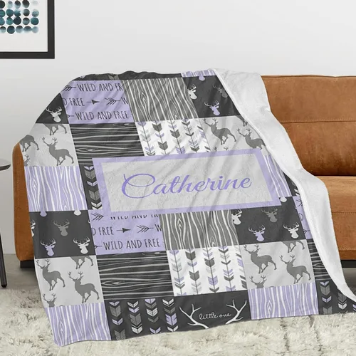 Vista 32 de Woodland - Manta de bebé personalizada para niños, manta de bebé personalizada con nombre Adventure Awaits Stuff recién nacido, regalo de guardería