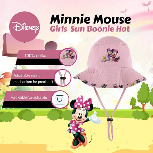 Vista 2 de Disney Minnie and Mickey Sun Boonie Sombrero para niñas y niños, 100% algodón