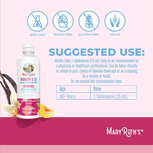 Vista 3 de MaryRuth Organics Multivitamínico para Mujeres 40+, Multivitamínico Femenino Liposomal, Suplemento de Apoyo Inmunológico, Suplementos de Energía