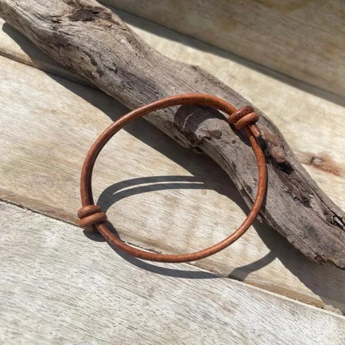 Vista 15 de 3 mm Men Genuine Leather Bracelet - Handmade Adjustable Cuff, Mens Minimalism Leather Wrap Wristband, Simple Accessories, Premium Leather, Women