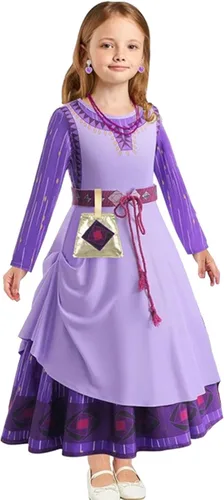 Vista 2 de iTVTi Wish Asha - Disfraz de princesa para niñas, vestido de Halloween, Navidad, disfraz de cosplay morado
