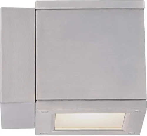Vista 6 de WAC Lighting WS-W2505-AL Rubix - Lámpara de pared LED para exteriores, doble luz, 3000K, aluminio cepillado