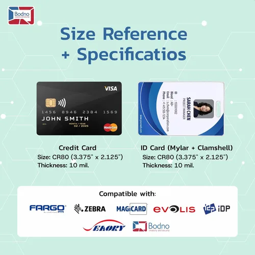 Vista 7 de Bodno CR80 - Tarjetas de PVC con respaldo adhesivo de Mylar - Superposición adhesiva de 10 mil para tarjetas de proximidad de concha Imprimibles
