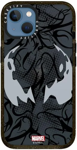Vista 5 de CASETiFY Impact - Funda para iPhone 13 [Spider-Man Co-Lab / protección contra caídas de 6.6 pies] - Máscara Venom - Negro transparente Spider Man
