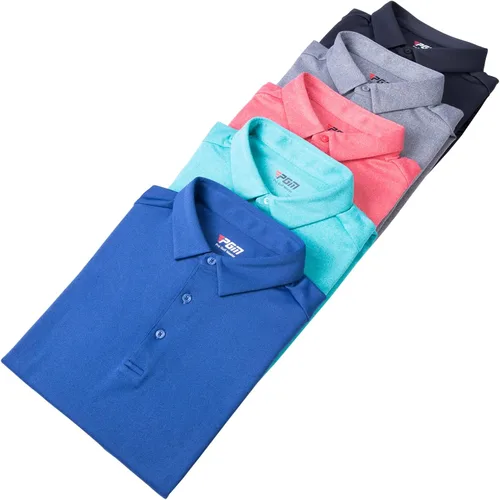 Vista 5 de PGM Polera polo de manga larga para hombre de algodón ajustado diseño básico primavera 2023