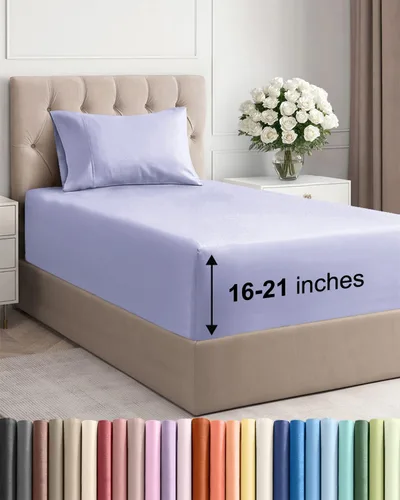 Vista 12 de Juego de sábanas tamaño Queen con bolsillos extra profundos, sábanas transpirables y refrescantes de 4 piezas, ropa de cama de lujo para hotel