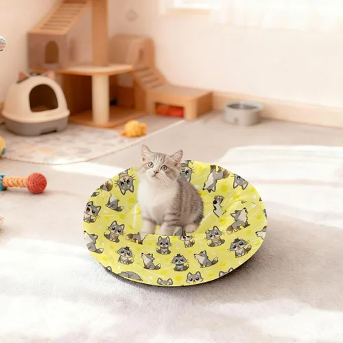 Vista 3 de Pet Dog Bed Donut Cuddler Fluffy Cat Pillow Bed for Medium Size Pets Sleeping XS Cute Wolves