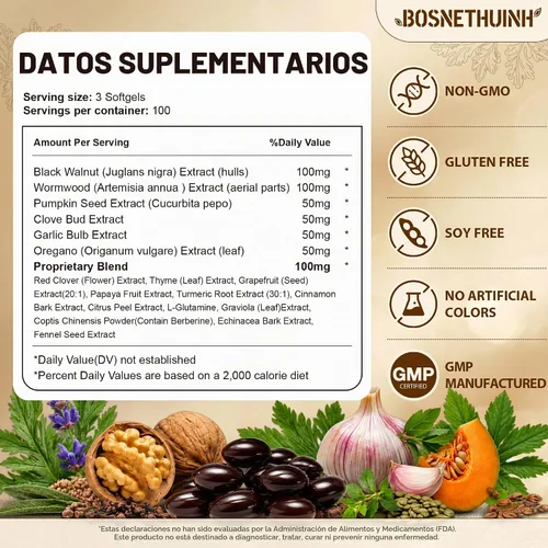 Vista 8 de 18-en-1 Ajenjo Negro Nuez Clavo Suplemento herbario Ayuda para la Salud