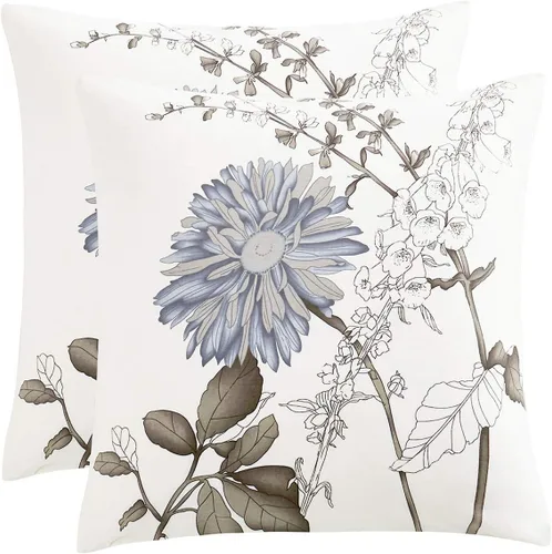 Vista 7 de Wake In Cloud - Fundas de almohada florales, 100% tela de algodón, estilo vintage floral shabby chic de granja botánica, juego de 2 fundas