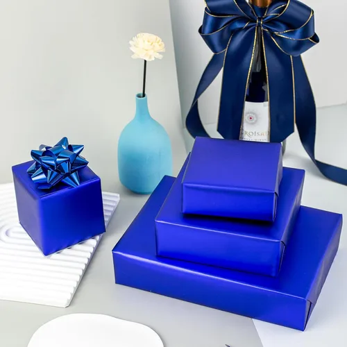 Vista 3 de Flyhill Rollo de papel de regalo azul marino metálico, 17 pulgadas x 32.8 pies (46.8 pies cuadrados), color sólido para cumpleaños, boda, baby