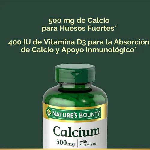 Vista 3 de Nature’s Bounty Calcio Plus 400 UI de vitamina D3, apoyo inmunológico y salud ósea, 300 tabletas Apoyo inmunológico y salud ósea