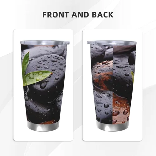Vista 3 de Rain Drops Over Rock Print - Vaso térmico de 20 onzas con doble pared con tapa y pajita, vaso de viaje de acero inoxidable, reutilizable, a prueba