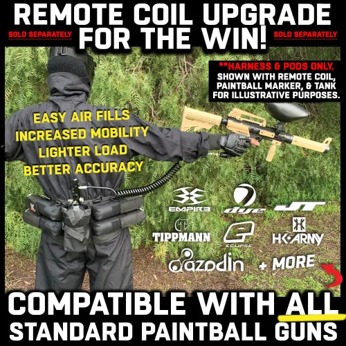 Vista 5 de Maddog 4+1 Arnés de Paintball de Nivel de Entrada con Cinturón de Paquete de Cápsulas y Bolsa Portadora de Tanque HPA CO2 Incluye (4) Cápsulas