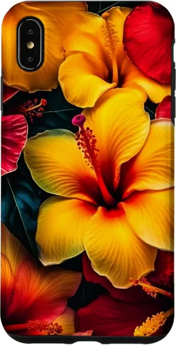 Vista 11 de Hawaiian Tropical Yellow Red Hibiscus Plumeria Case for iPhone 17