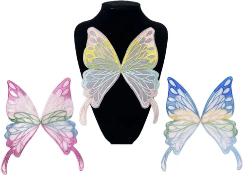 Vista 12 de 2 piezas de parches de encaje con moño, parches de encaje bordados blancos para decoración de vestido de novia y boda