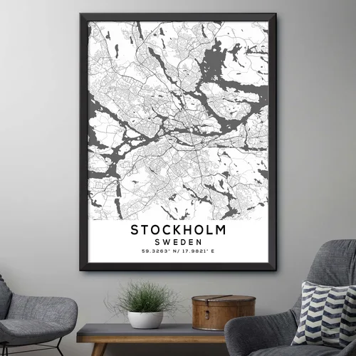 Vista 4 de Mapa de Estocolmo, Suecia, Light 2 (18x24)