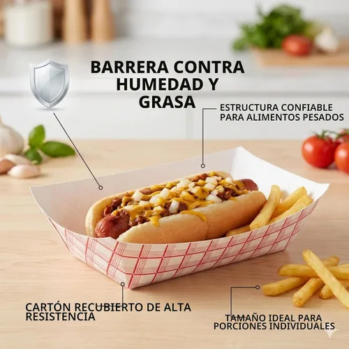 Vista 6 de Angel's Peel Lounge Bandeja de papel desechable para alimentos, bandejas para perros calientes, bandejas para nachos, botes de comida de papel