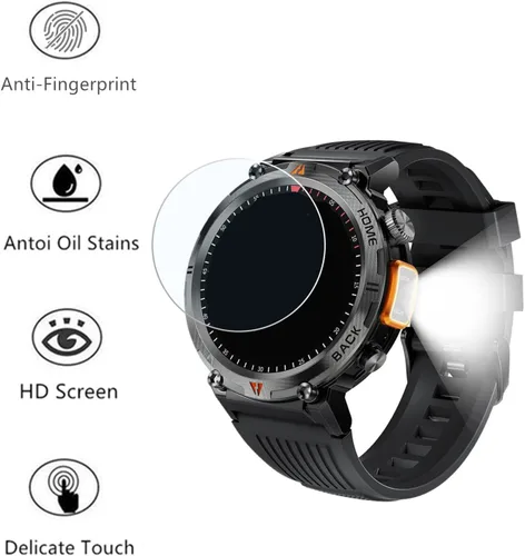 Vista 5 de Protector de pantalla compatible con EIGIIS KE3 Smart Watch de 1.45 pulgadas (paquete de 3) Película de vidrio templado compatible con LaNikar