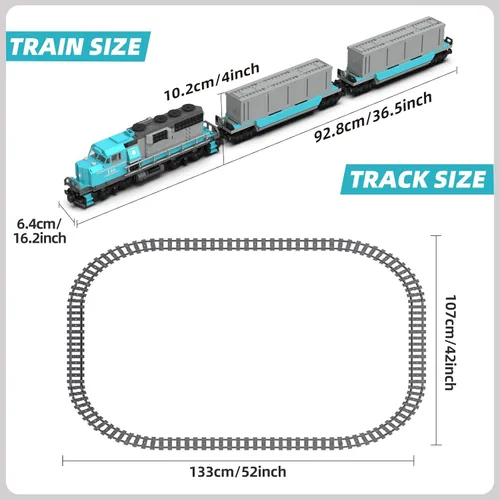 Vista 3 de MOCBROPCS Juego de Bloques de Construcción de Tren, Modelo de Locomotora de Combustión Interna de Carga de Mercancías, Juguetes de Construcción