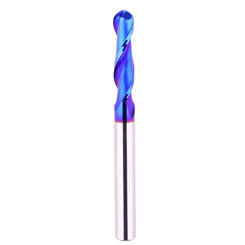 Vista 7 de Brocas de fresadora CNC de vástago de 1/4 pulgadas de carburo con punta de bola con revestimiento nano azul para fresado lateral, fresado