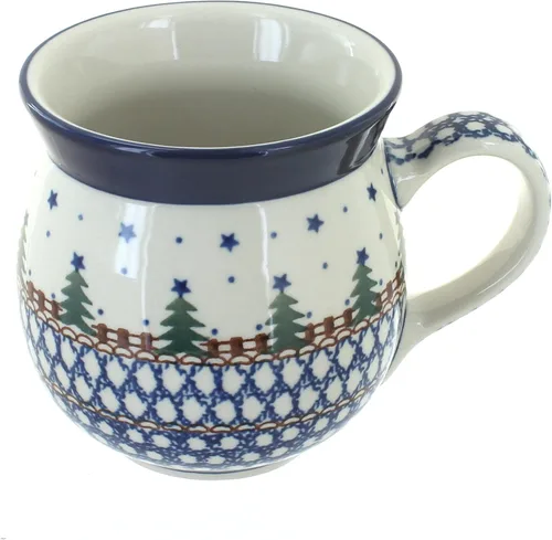 Vista 8 de Blue Rose Polish Pottery - Blue Alyce Bubble Mug - 16 oz - Unique Shape Mug for Coffee & Tea