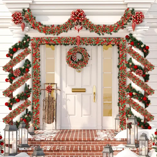 Vista 7 de Guirnalda de Oropel de Navidad de 50 Pies, Guirnalda de Oropel Gruesa, Decoraciones para Árbol de Navidad, Guirnalda Metálica Trenzada de Oropel Mix3