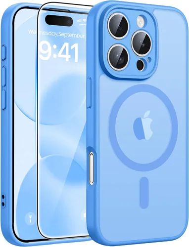Vista 95 de FNTCASE - Funda para iPhone 16 Pro: magnética, mate, translúcida, de grado militar, protectora contra caídas, resistente, fina, duradera y a prueba