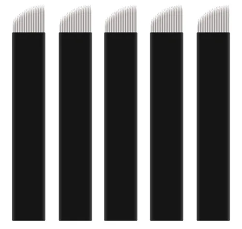 Vista 12 de XIAOYU Agujas de tatuaje de cejas, 50 agujas desechables Microblading para cejas tatuaje manual cuchillas de maquillaje, F12