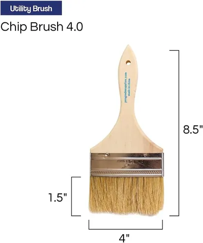 Vista 2 de Pro Grade Brochas de viruta de 4 pulgadas, pinceles de pintura desechables, para selladores, paquete de 12 Natural bristle, wood handle DIY Pack