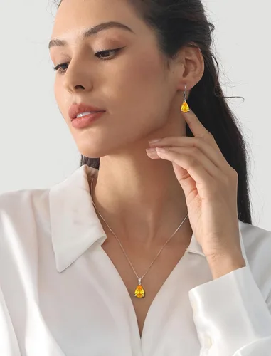 Vista 3 de YL Aretes colgantes de plata de ley, aretes solitarios con cierre de palanca de 0.276 x 0.394 in, joyería de piedra natal de lágrima para mujer
